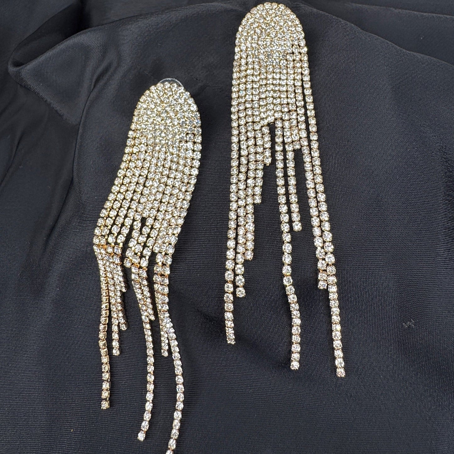 Golden Cascade Rhinestone Earrings