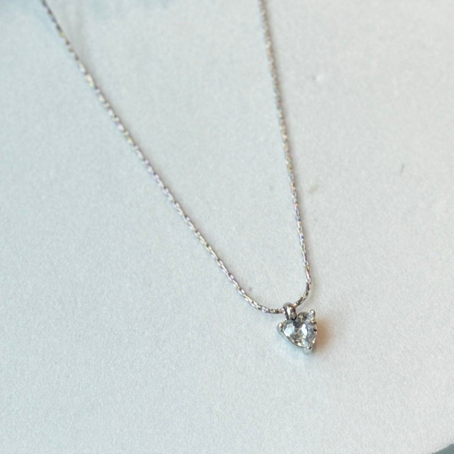 Dainty Heart Stone Silver Chain