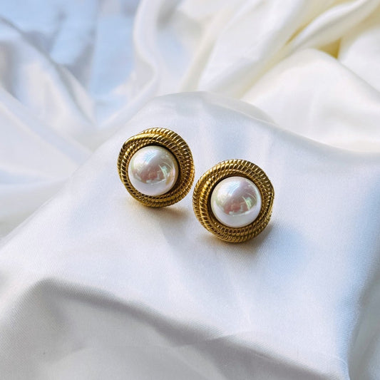 Chrome Pearl Studs