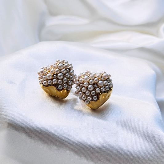 Luxe Heart Pearl Earrings