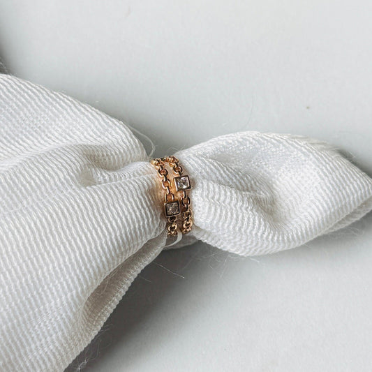 2 Line Link Stone Ring