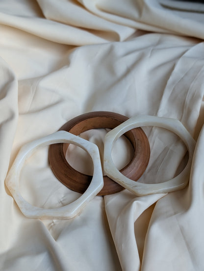 Set of 3 white wooden Bangle