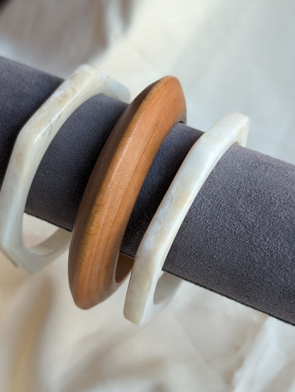 Set of 3 white wooden Bangle