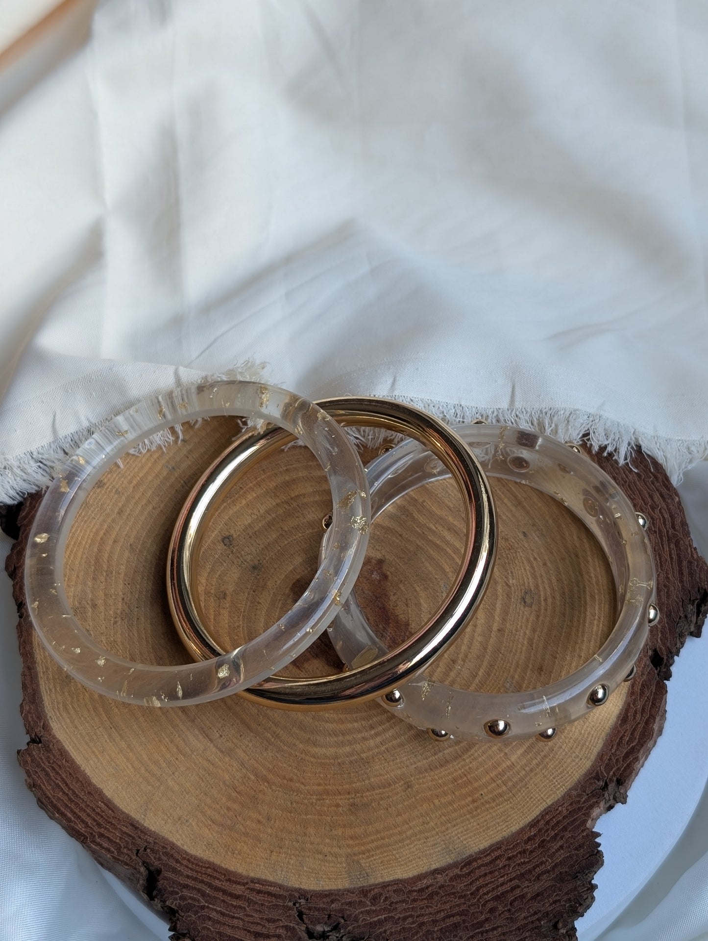 Set Of 3 Resin Clear Kada