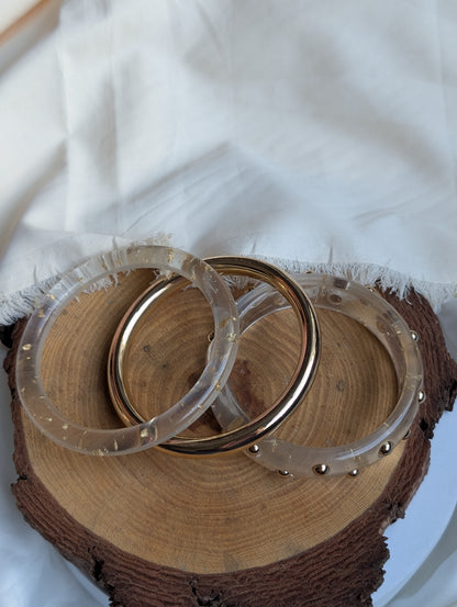 Set Of 3 Resin Clear Kada