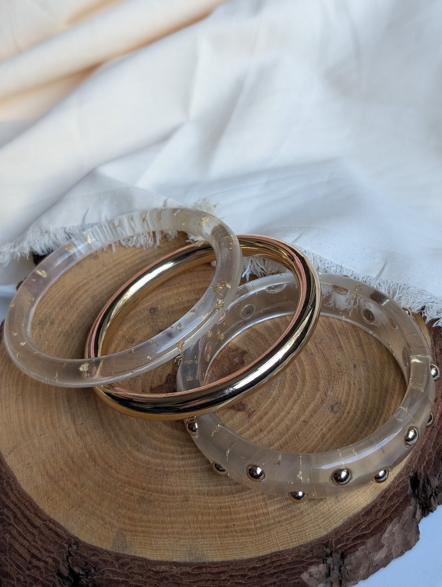Set Of 3 Resin Clear Kada