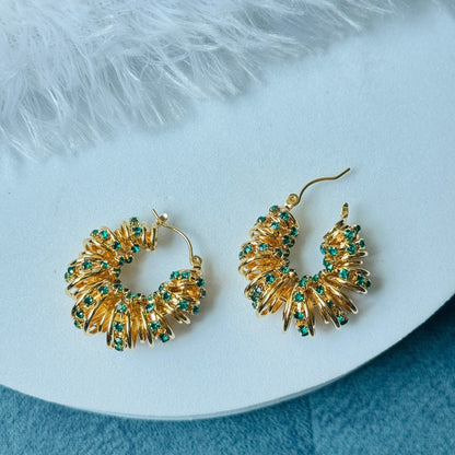 Green Stone Spiral Earring