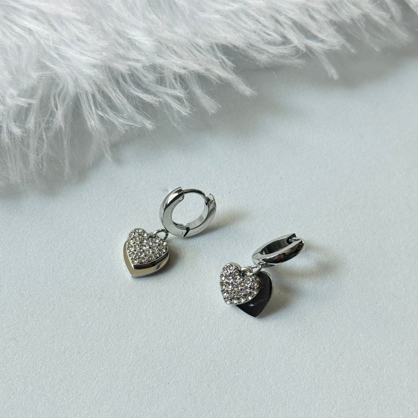 Silver Stone Heart Earrings