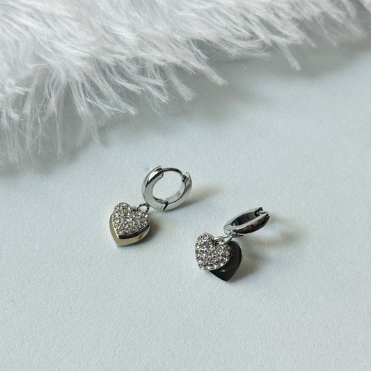 Silver Stone Heart Earrings