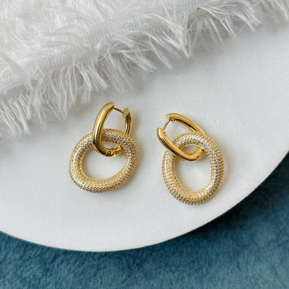 2 in1 Loop Stone Earring