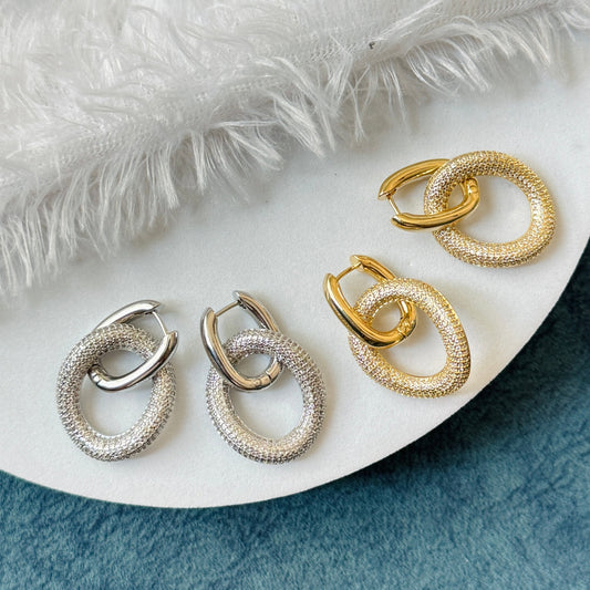 2 in1 Loop Stone Earring