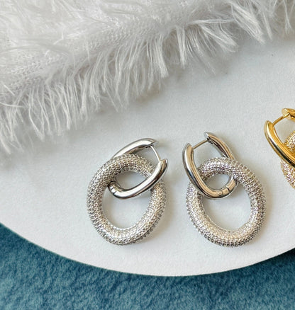 2 in1 Loop Stone Earring