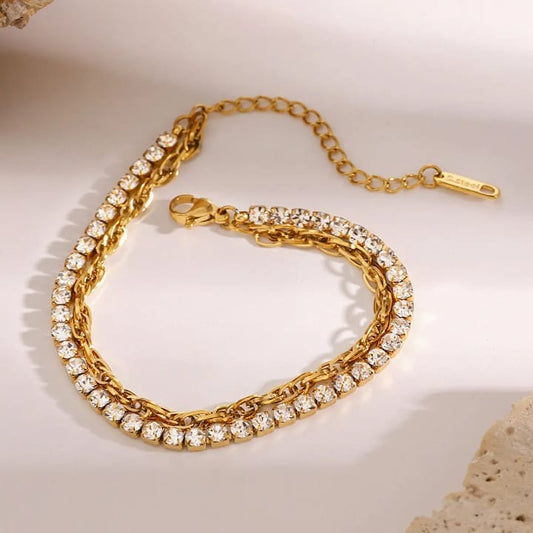 Evelle 2 layer Stone Link Bracelet