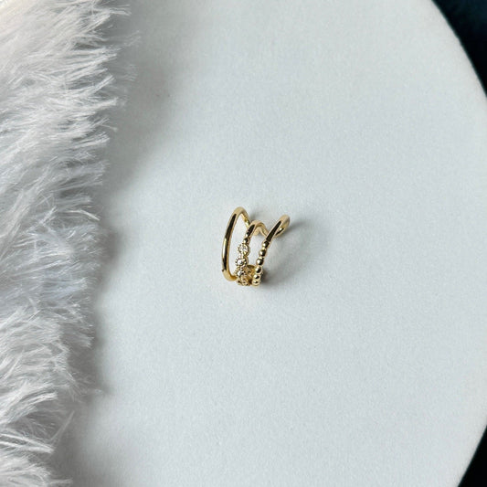 3 Line Stone Ball Cuff