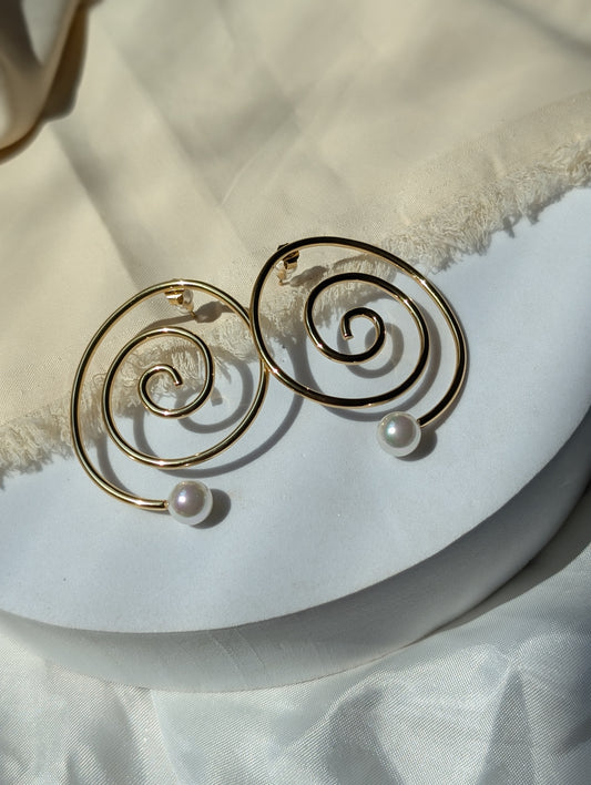 Spiral Pearl Earring