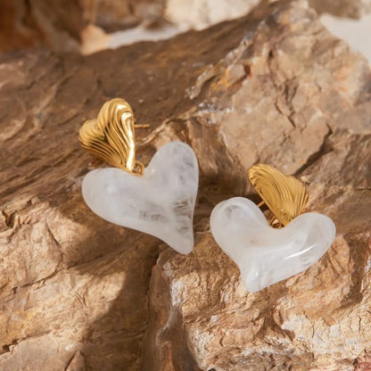 Marble Heart Earrings