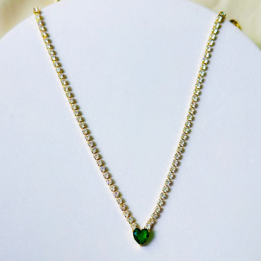 Emerald Heart Stone Chain