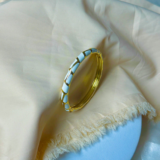 White Gold Enamel Kada
