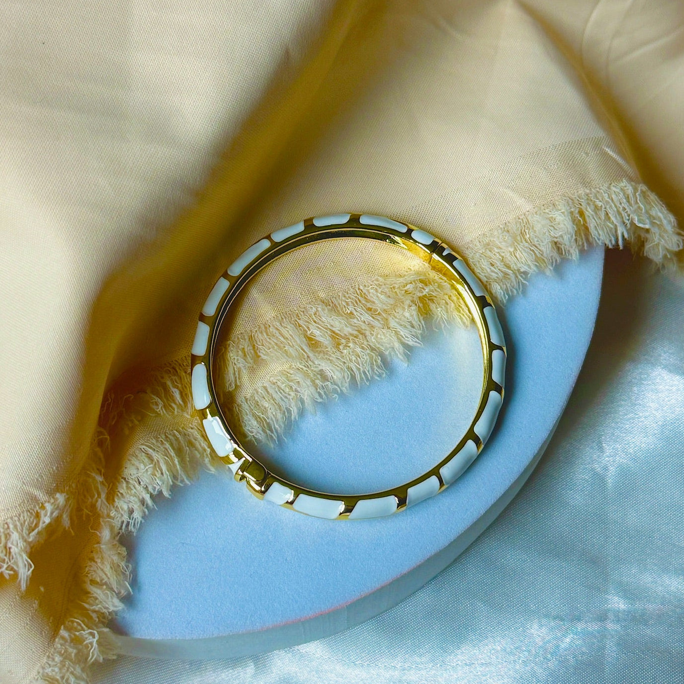 White Gold Enamel Kada