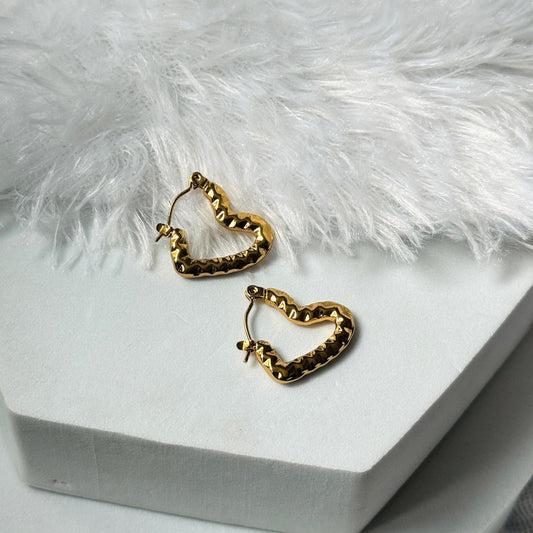 Heart Textured Hoops