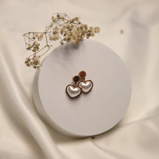 Mini Heart Pearl Earrings