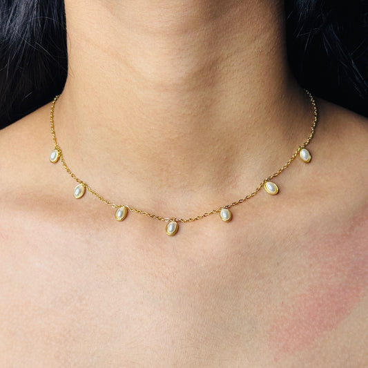Oval Pearl Dropping Chain
