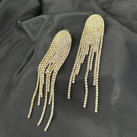 Golden Cascade Rhinestone Earrings