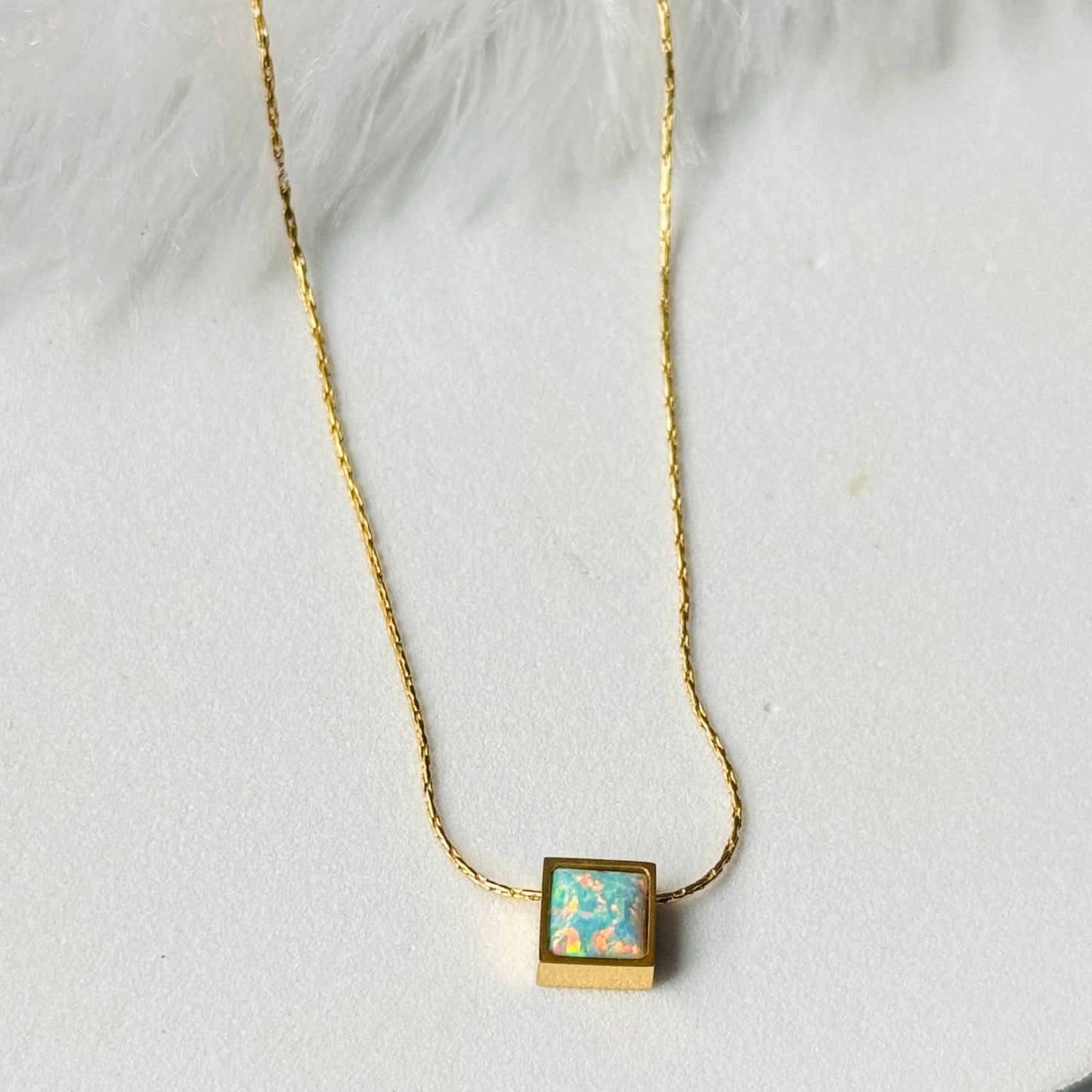 Blue Chrome Square Chain