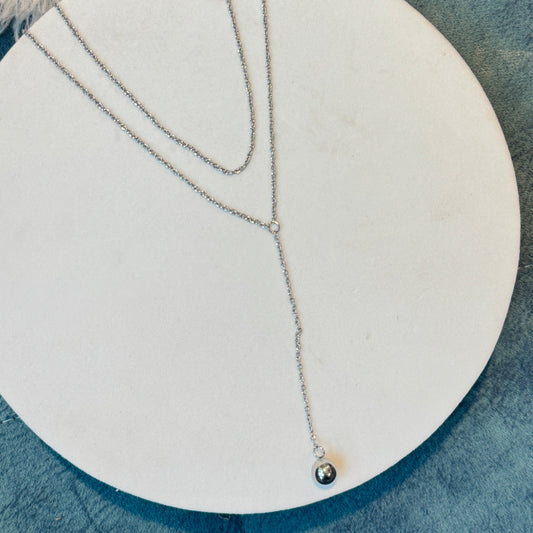 2 Layer Ball Drop Silver Chain