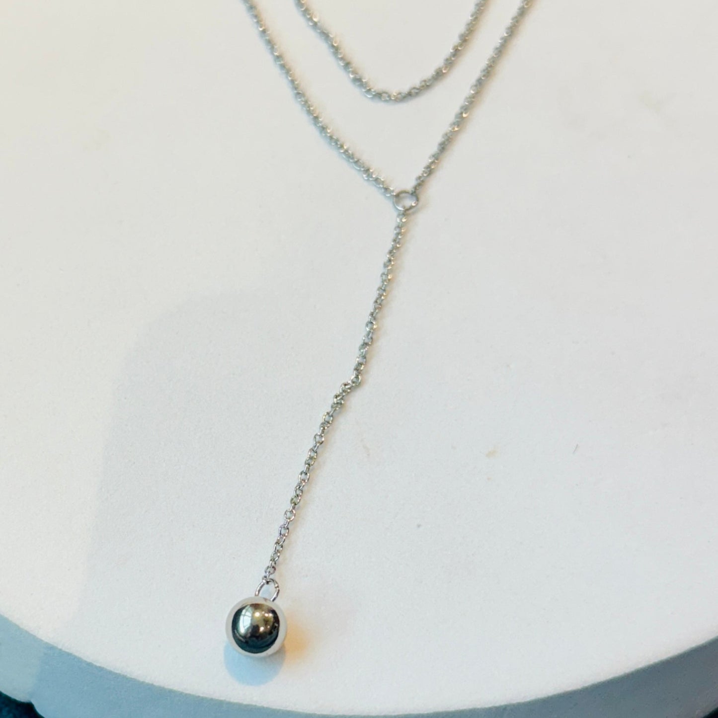2 Layer Ball Drop Silver Chain