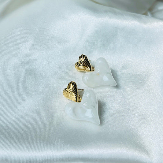 Marble Heart Earrings