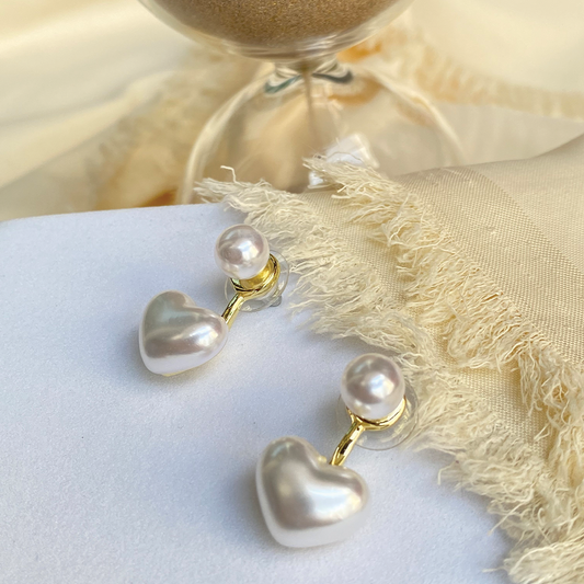 Heart pearl charm earring