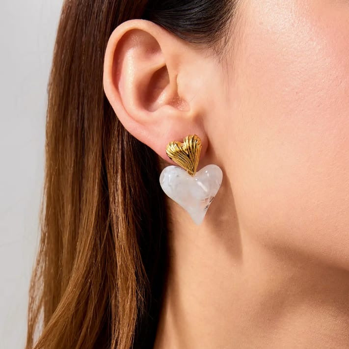 Marble Heart Earrings