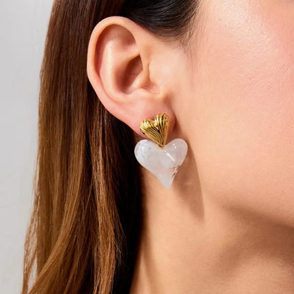 Marble Heart Earrings