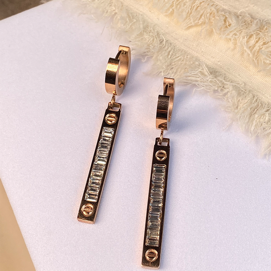 Elegant Baguette drop earring
