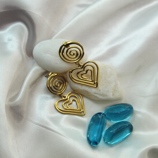 Wire Round heart earrings